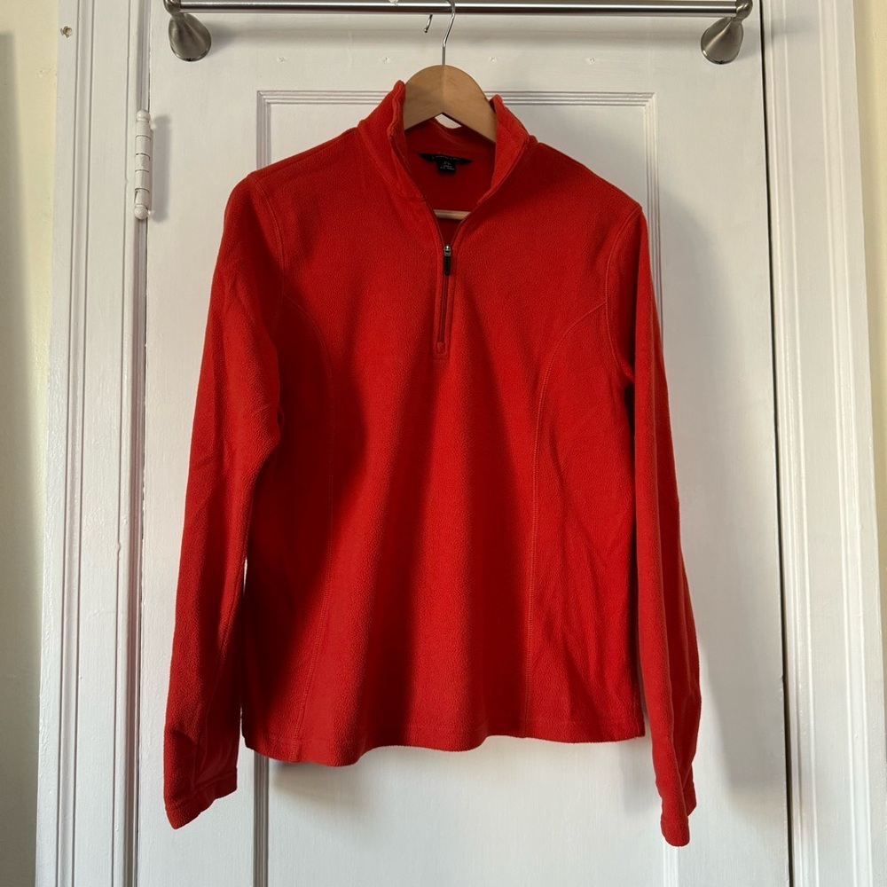 Lands’ End Orange Long Sleeve Half Zip Fleece Pullover